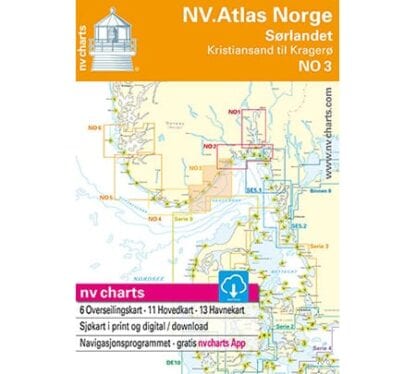 NV. Verlag båtsportkort Atlas serie NO3 utgåva 2018