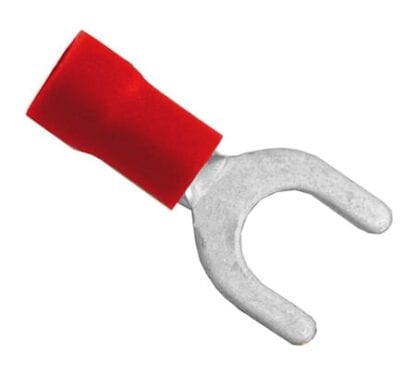 Gaffelkabelsko röd 4,3 mm 10-pack (kabelarea 0,75 - 1,5 mm²)